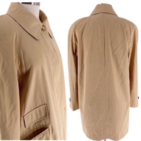 Michael Michael Kors Women’s Tan Full Button Trench Coat Size Large/XL Petite - Picture 2 of 15